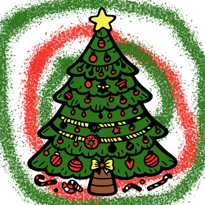 christmas tree with lots of details