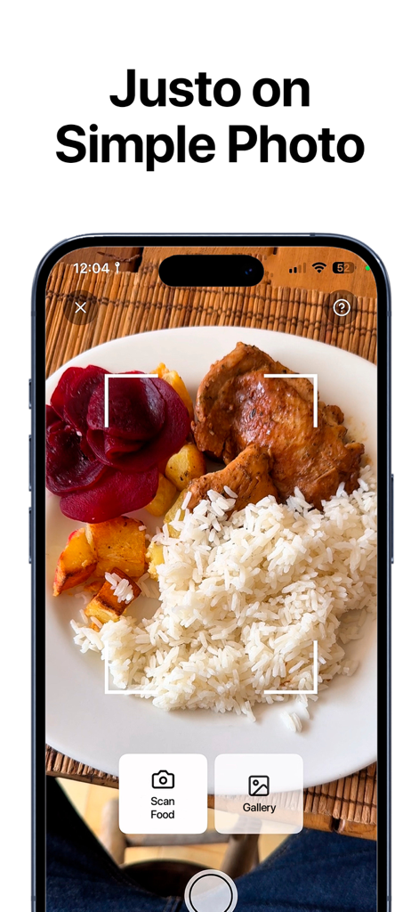 FitCal: Calorie Counter - FitCal app interface using AI food recognition to log a meal from a photo