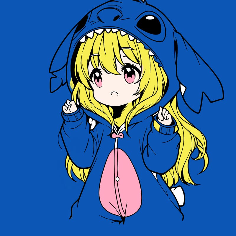 anime girl in a stitch onsie