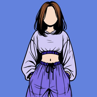 realistic girl faceless with baggy pants and a crop top