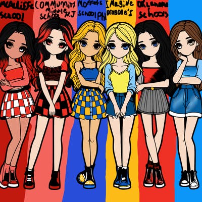 a group of girls realistic