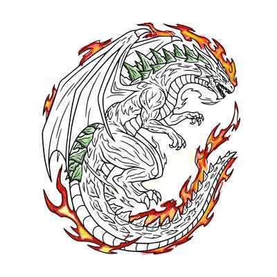 a dragon with aura and some spike in his back like godzilla