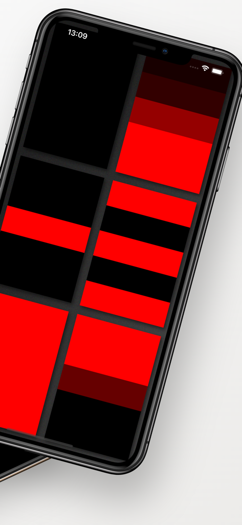 CardioLight: Run & Bike Safety - iPhone screen displaying various red and black light patterns for cycling and running safety.