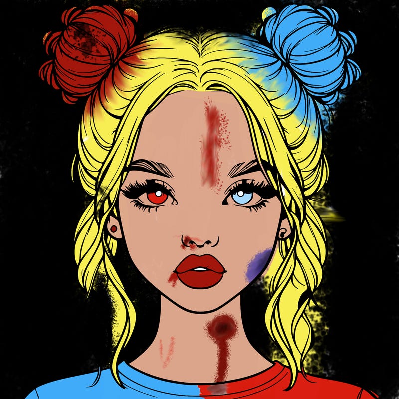 realistic girl with two buns in hair and lips