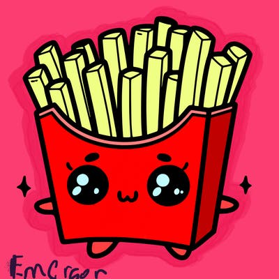 a cute. french fries