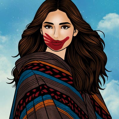 a woman with a poncho realistic