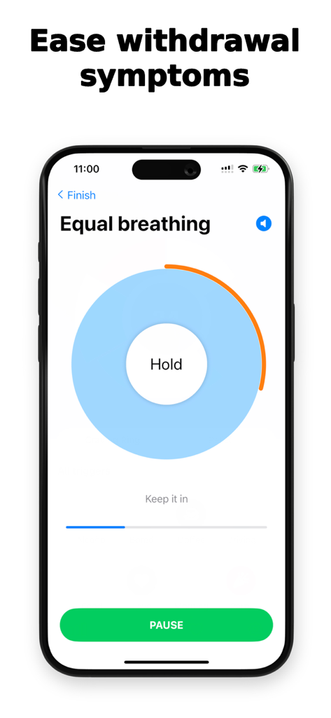 Quit Snus - Breathing exercise interface within the Quit Snus app designed to ease withdrawal symptoms