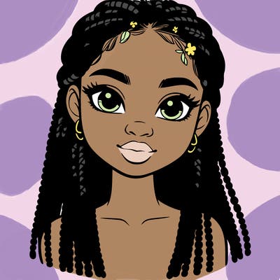 a realistic black girl with braids