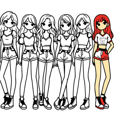 a group of girls wearing crop tops and shorts