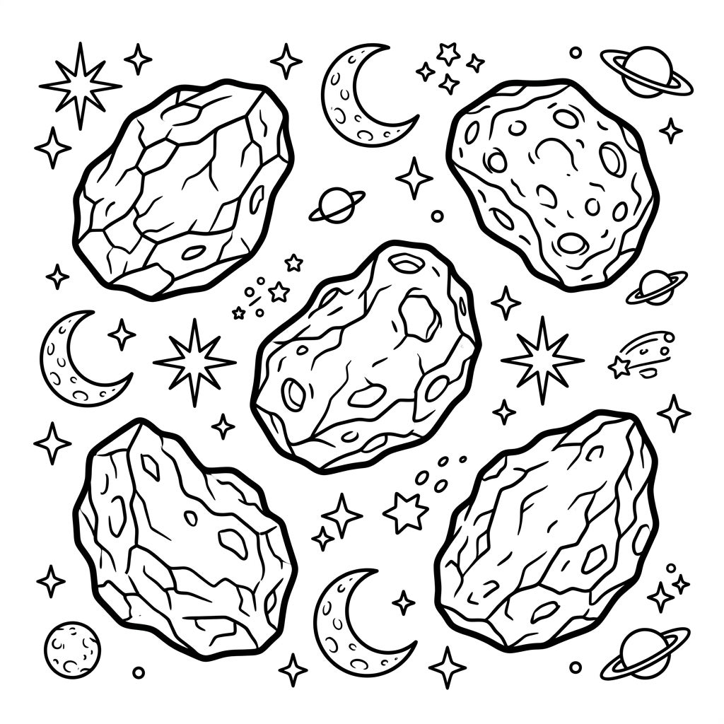 S-Type Asteroids Coloring Page for Kids | Space Fun