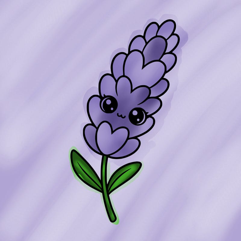 the flower lavender kawaii but cute and a little realistic