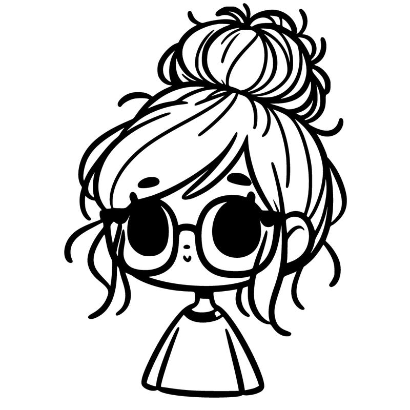 cute girl messy bun and glasses