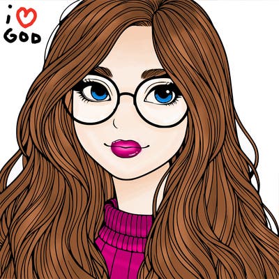 girl with long hair and freckles and glasses realistic