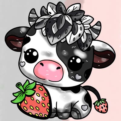 cute strawberry cow