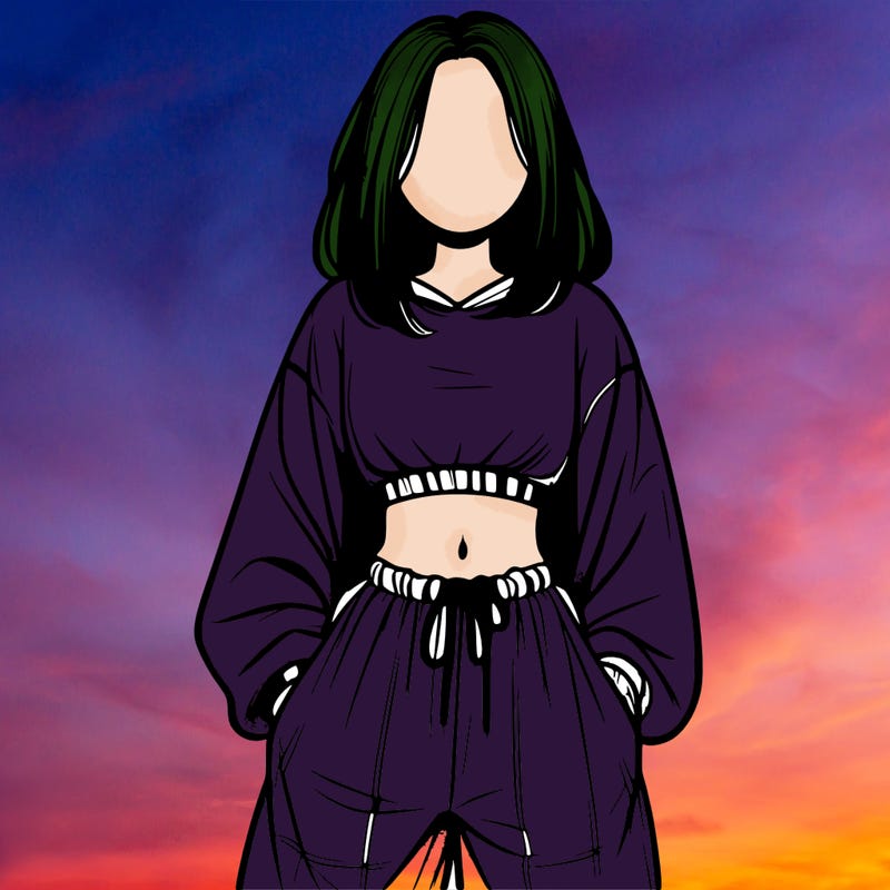 realistic girl faceless with baggy pants and a crop top
