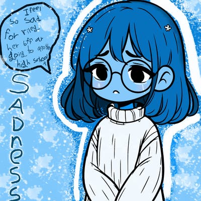 sad girl with glasses in a sweater