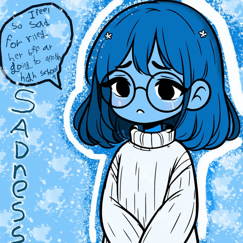 sad girl with glasses in a sweater