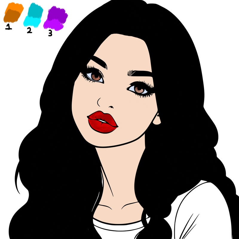 realistic girl with hair on her hair and lips