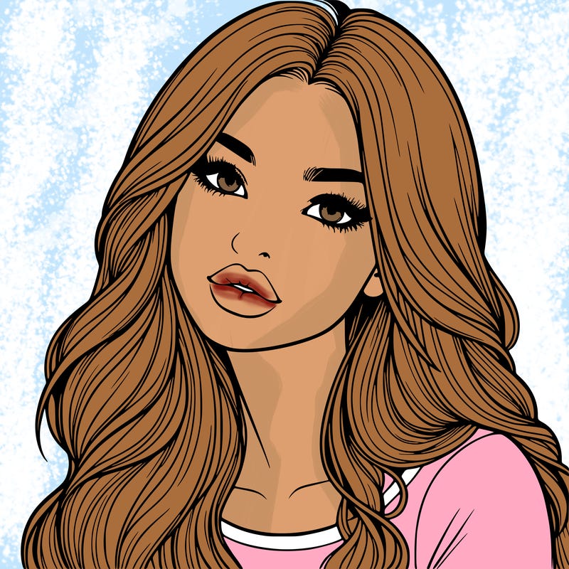 realistic girl with hair on her hair and lips