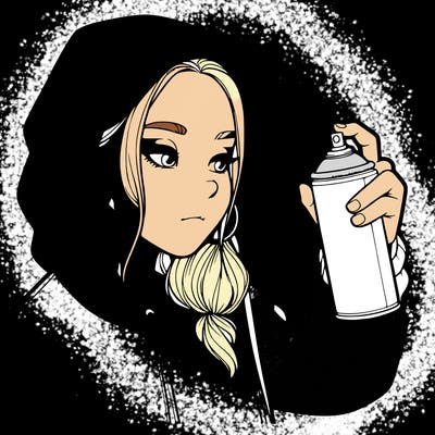 a realistic girl, spray painting