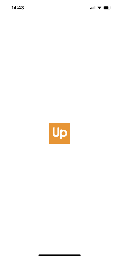 Up Cadeaux - Écran de démarrage de l'application mobile Up Cadeaux avec le logo de l'entreprise Up