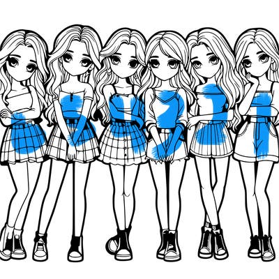 a group of girls realistic