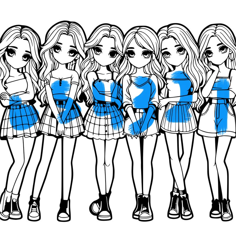 a group of girls realistic