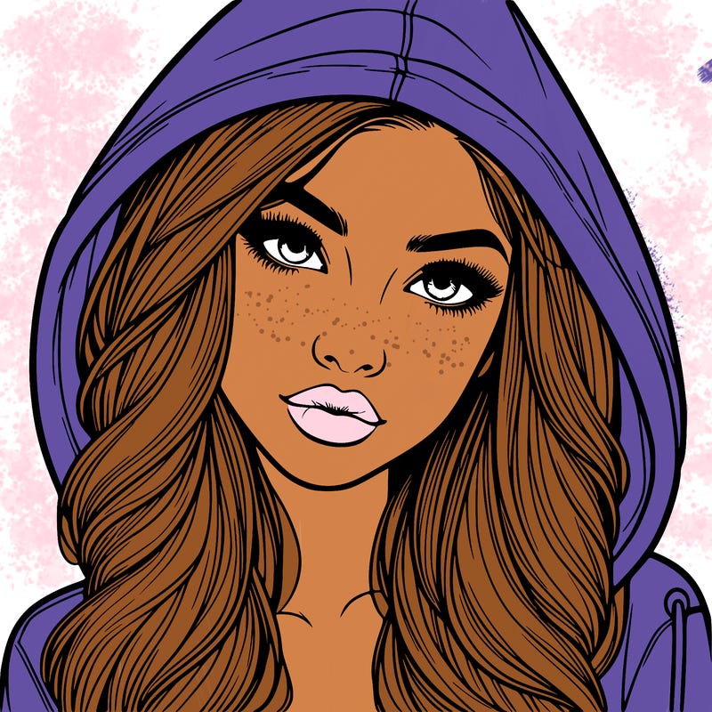 realistic beautiful girl with a hood on