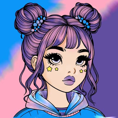 realistic girl with space buns