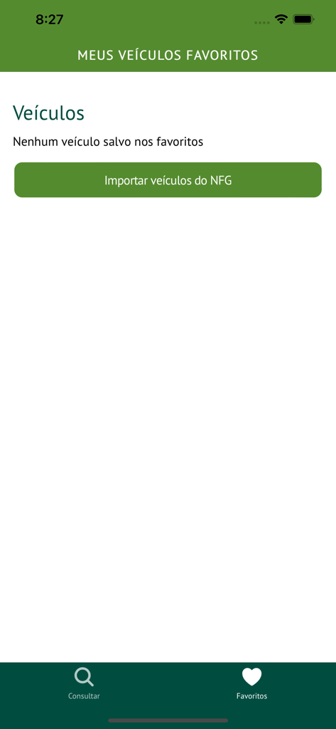 IPVA RS - The favorites section of the IPVA RS app for managing multiple vehicles