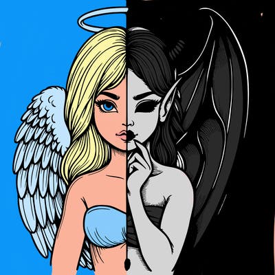 realistic angel half demon