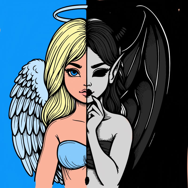 realistic angel half demon