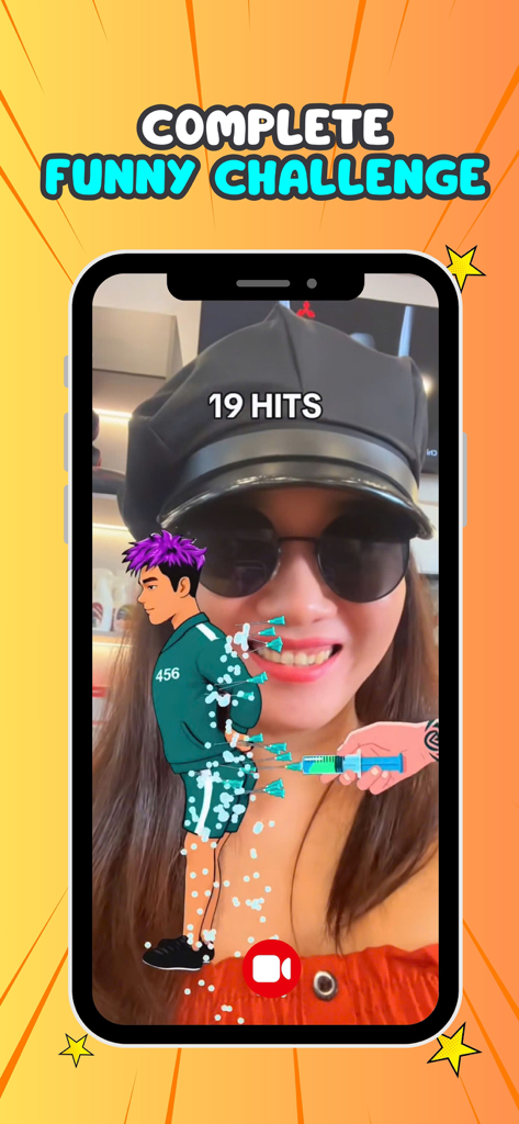 Filter Challenge: Master Cut - Una mujer jugando a un desafío de filtro viral de redes sociales con un minijuego de precisión divertido.