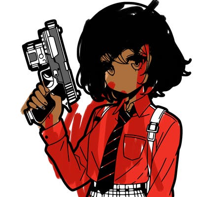 girl manga character with a gun