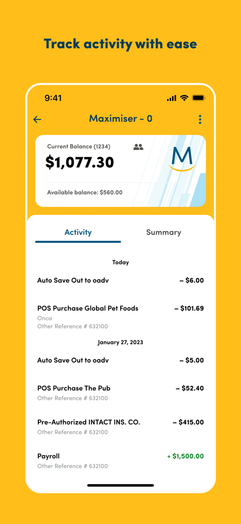 Meridian Mobile Banking - Meridian Mobile Banking app interface showing account balance and transaction history with ease