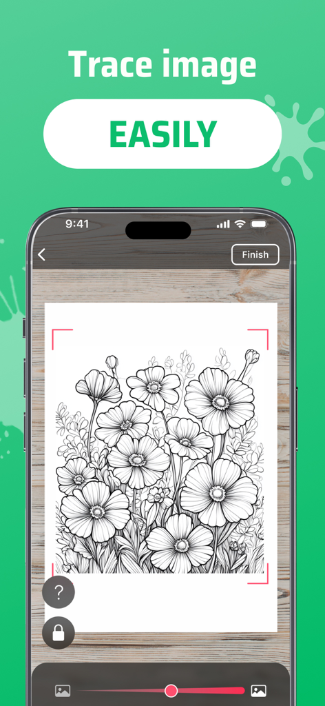 AR Drawing Sketch App: ArtEasy - Smartphone screen displaying a floral design for AR tracing on paper