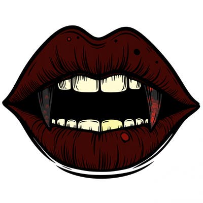 lips with vampire teeth
