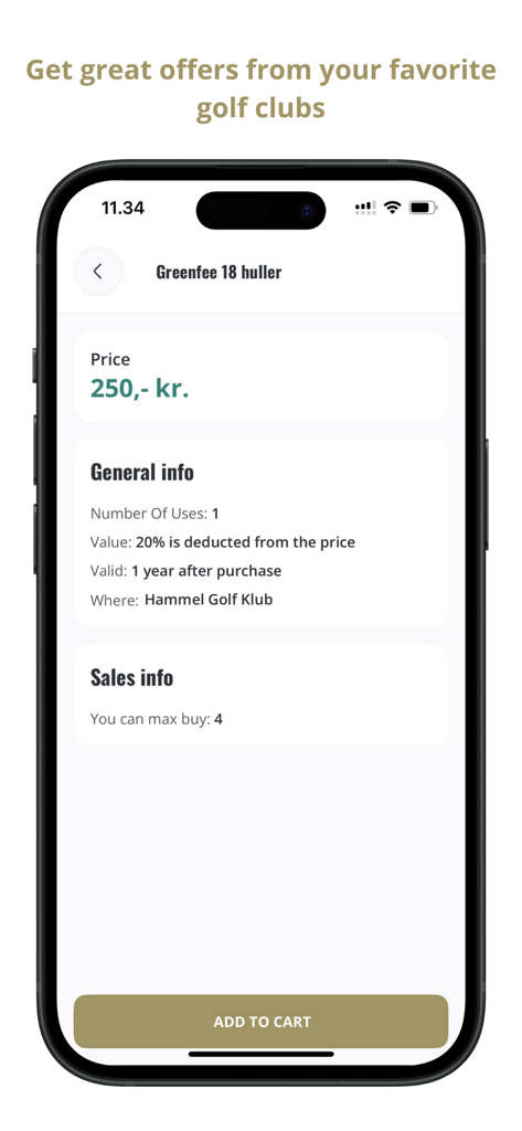 GolfMore - GolfMore app screen showing green fee offer details for a golf club