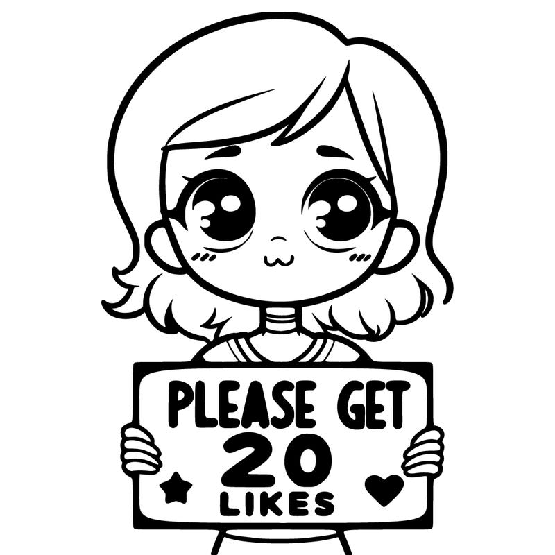 20 girl holding sign that says please get 20 likes