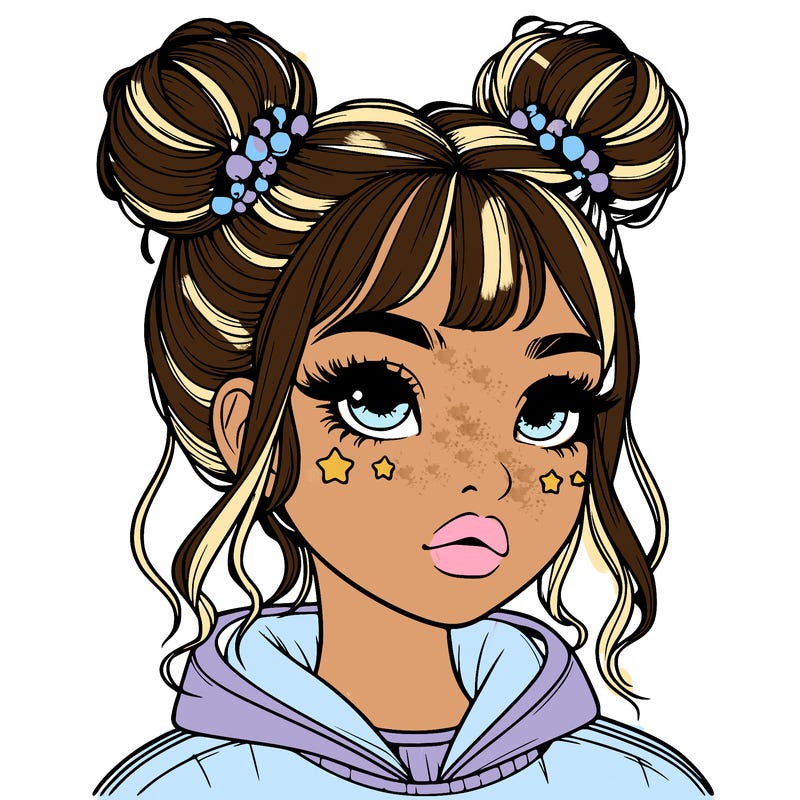 realistic girl with space buns