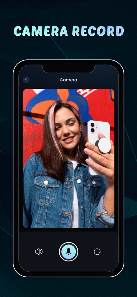 AI Voice Changer Funny Effects - The camera recording feature of the AI Voice Changer app showing a young woman.
