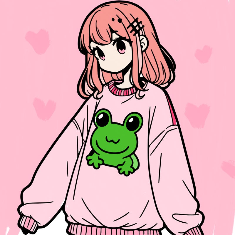 girl wearing frogging sweatshirt