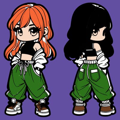 girl in crop top and baggy pants