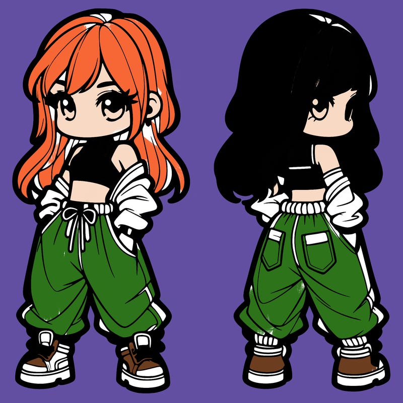 girl in crop top and baggy pants