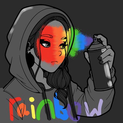 a realistic girl, spray painting