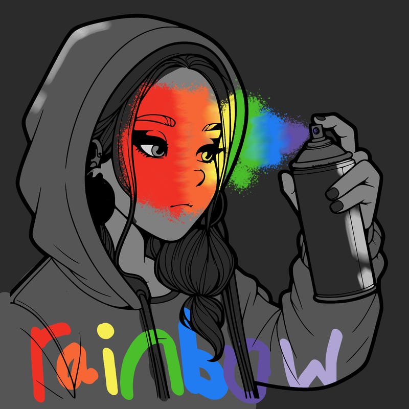 a realistic girl, spray painting