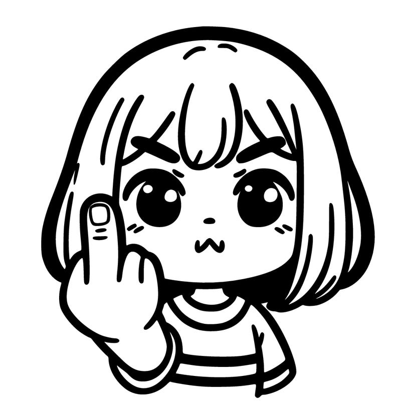 girl sticking up the middle finger