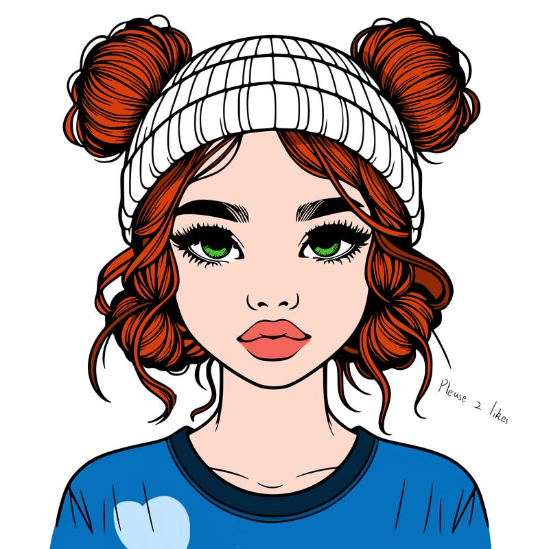 realistic girl with buns in her hair with a beanie on