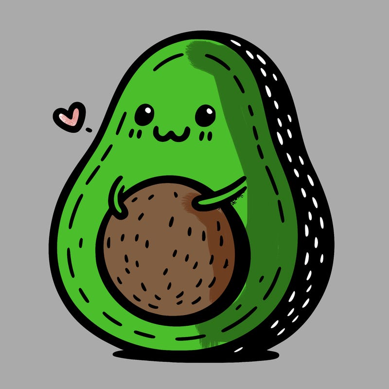 an avocado hugging an avocado