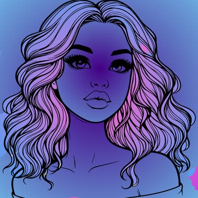 realistic girl with wavy hair and lips